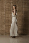 Mutedance 25 Spring/Summer Deep V-neck Silk Short Sleeve Dress MD-MD25SS28-HOARY